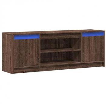 Mueble de TV LED madera ingeniería marrón roble 139,5x34x50 cm