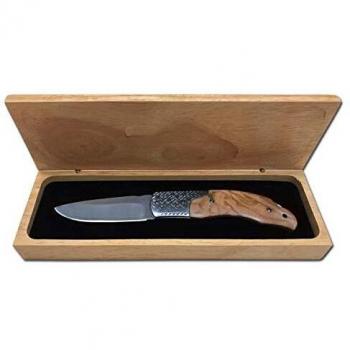 Ausonia - 26562 NAVAJA DE BOLSILLO CON HOJA DE ACERO INOXIDABLE 8 CM Y MANGO DE ACERO INOXIDABLE CON INSERTOS DE MADERA DE 18 CM