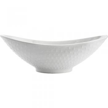 Fuente Ovalada de Porcelana 21,5x12,5x7 cm Blanca Brillante, Apta para Microondas y Resistente