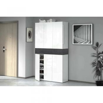 Zapatero Multifuncional Marzio, Ahorra Espacio con 7 Puertas, 114x38x200 cm, Blanco y Antracita