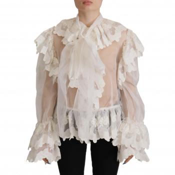 Dolce & Gabbana Elegant Lace Silk Cotton Top - White, Size: 3XS