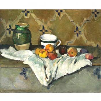 Todavía vida con tarro, taza, y manzanas por Paul Cezanne. 100% pintado a mano. Óleo sobre lienzo. Reproducción de alta calidad. Envío gratis