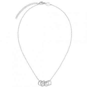 Collar de Mujer Breil Tetra, Acero Espejado y Satinado, Cadena con 4 Colgantes Geométricos, Cierre de Mosquetón, Longitud 45 cm, Plata