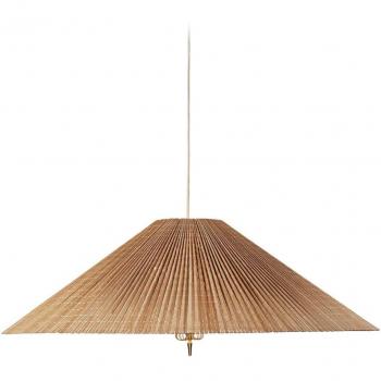 Lámpara colgante Gubi 1972, latón, pantalla de bambú, Ø 62 cm