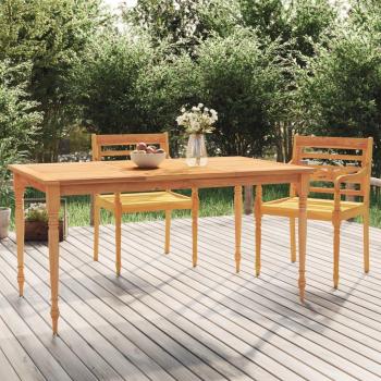Mesa Batavia de madera maciza de teca 150x90x75 cm Marrón