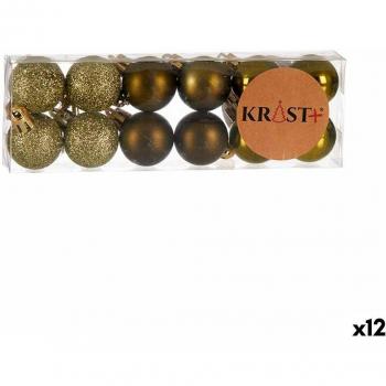 Set de Bolas de Navidad Verde Plástico 3 x 4 x 3 cm (12 Unidades)