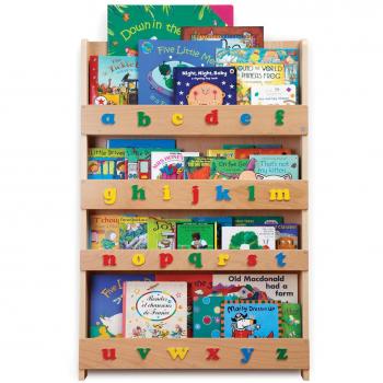 Tidy Books ® Estanteria infantil | Librería de pared para niños con abecedario 3D de colores | Madera | Color natural | 115 x 77 x 7 cm | ECO Friendly | Hecho a mano | La original desde 2004