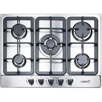 Cata | Placa Gas Inox | Modelo LGI 7041 X | 5 Quemadores de gas | Encimera de Gas Natural | Inyectores de gas Butano Incluido | Ancho de 60 cm