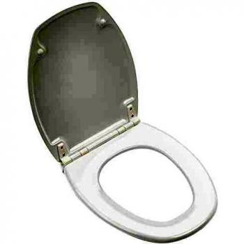 Asiento de WC Baccara 2 - Madera comprimida - Antibacteriano - Blanco - Desmontable - 48x37 cm