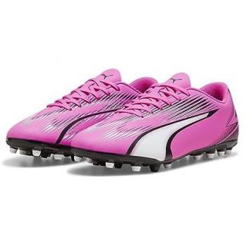 Botas de Fútbol Puma Ultra Play MG Rosa Blanco, Multitaco para Adultos, Talla 42.5 EU, Color Poison Pink-Puma White-Puma Black