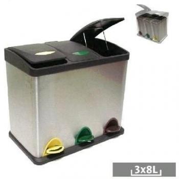 PAPELERA RECICLAJE PEDAL 3X8L 48X38X32 CM