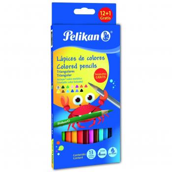 Pelikan 30330303TR - Estuche cartón, 12 lápices triangulares, 17.5 cm, multicolor