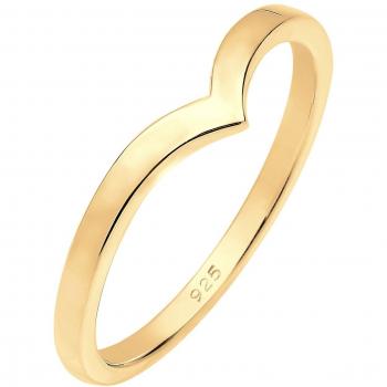 Anillo V-Forma de Apilamiento en Plata Esterlina 925 para Dama - Dorado