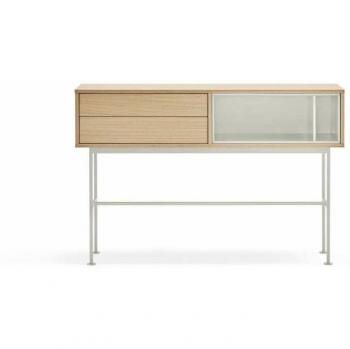Consola Yoko con 2 Cajones en Acabado Roble/Crema, 120cm Ancho x 80cm Alto x 35cm Fondo