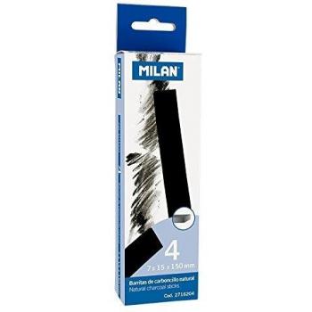Milan - Caja 4 barritas de carboncillo natural rectangular 15x7 mm