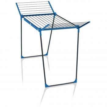 Leifheit Tendedero con Alas Pegasus 180, Solid Tendedero de Ropa Plegable con Alas para Prendas Largas, Estable Tendedero Exterior e Interior, Azul/Gris