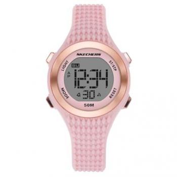 Reloj Skechers Elkwood SR2129 para Mujer, Digital, Cronógrafo, 33MM Caja de Policarbonato Rosa con Correa de Poliuretano
