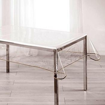 Mantel Transparente Rectangular 140x240 cm PVC Liso Taupe, Resistente y Práctico para Mesas de Interior y Exterior