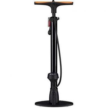 Relaxdays Bomba Bicicletas de Pie Universal con Manómetro, Doble Cabezal y Adaptadores para Válvulas