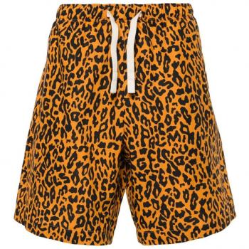 Palm Angels Men's Linen And Cotton Blend Shorts in Orange | Size 48 | PMCB051S24FAB001