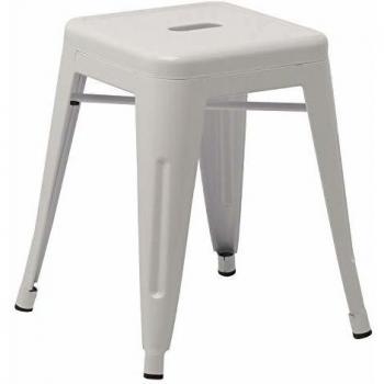Taburete Bajo de Acero Lix Blanco Estilo Industrial para Comedor y Cocina
