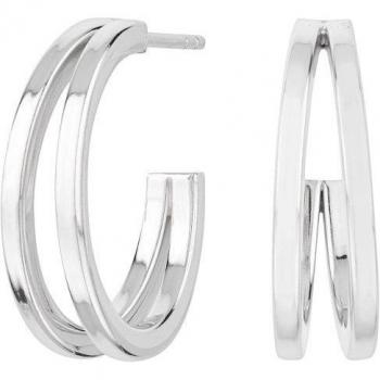 Pendientes de aro City diseño doble - Plata