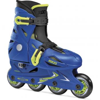 Patines en línea Roces Orlando III Azul-Lima, con estructura de aluminio, ruedas de 80 mm, rodamientos ABEC 5, sistema de cierre micrométrico y diseño ergonómico