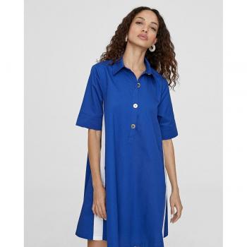 Vestido corto de algodón con bolsillos laterales