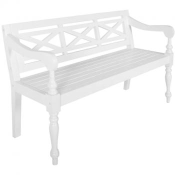 vidaXL Batavia Bench 123 cm Solid Mahogany Wood White