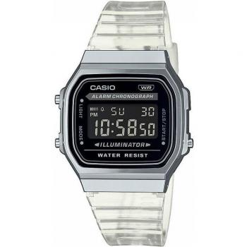 Casio A168WEC-1EF Collection Silver, Black and Clear Stainless Steel Quartz Watch