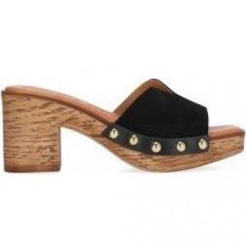 Chika10 Sandalias de Tacón San Marino 07 de Piel para Mujer Color Negro