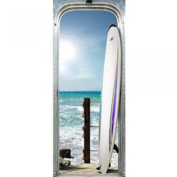 Plage Waikiki Beach Trampantojo de Puerta, Vinilo, Multicolor, 83x3x204 cm