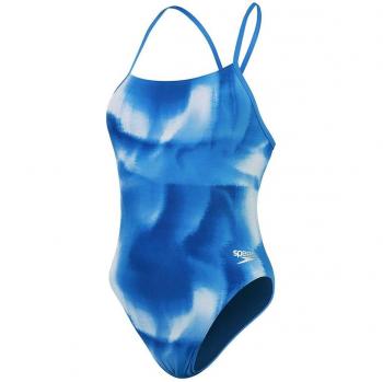 Bañador Speedo Allover Tie-Back Mujer Estampado Integral Azul y Blanco