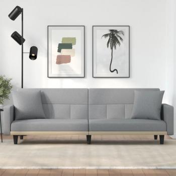 Sofá Cama con Cojines de Tela Gris Claro