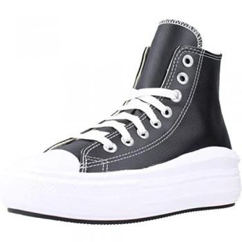 Converse - Zapatillas casual de mujer Chuck Taylor All Star Move Platform Foundational Leather, color negro/blanco, talla 37 EU