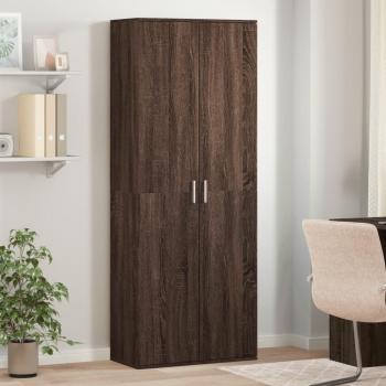 Aparador alto de madera multicapa en color roble marrón, dimensiones 70x35x180 cm