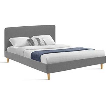 Cama doble escandinava Balta 160 x 200 cm tejido gris claro