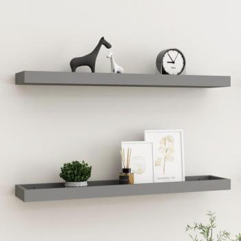 Estantes de pared Loggia 2 pcs 80x15x4 cm MDF azul