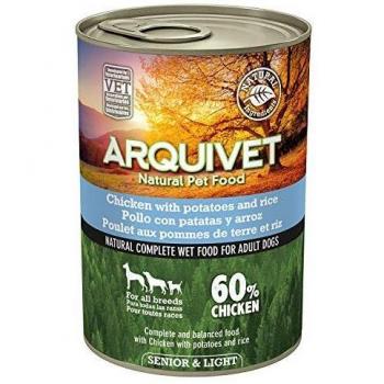 ARQUIVET Senior & Light Pollo con Patatas y arroz 400 gr - Lata de Comida húmeda para Perros Mayores
