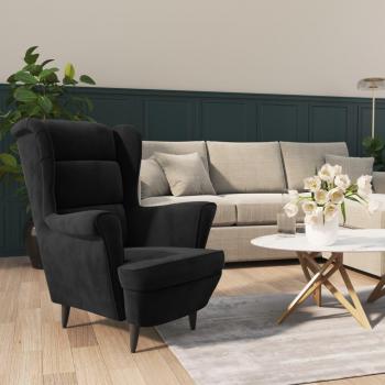 Sillón de terciopelo vidaXL en colores Azul, Gris claro, Gris oscuro y Negro - Sillón cómodo para dormitorio y sala de estar, ideal para relax y sofá
