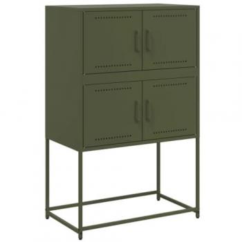 Aparador de Acero Verde Oliva 68,5x38,5x107 cm, Armario de Almacenamiento, Armario Auxiliar, Armario Alto