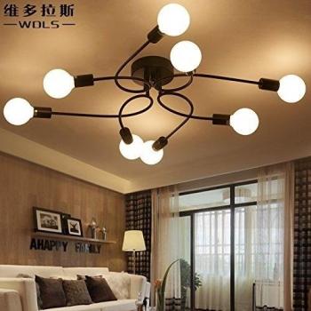 BBSLT Iluminación creativa moderna coreana lámpara simple tritone nórdico comedor iluminación salón lámpara techo dormitorio luz lámpara de hierro forjado 820 * 820 * 170 mm , 8 black