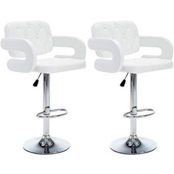 vidaXL 2X Sillas Bar Giratorias Piel Sintética 54x58x115cm Blanco Mobiliario