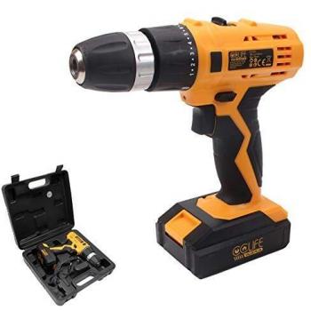 CCLIFE Taladro Atornillador 18V Taladro inalámbrico Destornillador Eléctrico Taladros de Batería con 2 Li batería