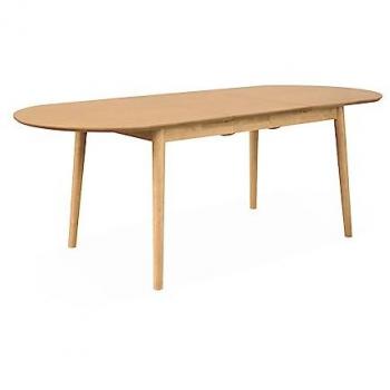 Mesa de Comedor Ovalada Extensible SWEEEK Lisa Natural para 6 a 8 Plazas, Dimensiones 160x90x75 cm, Efecto Madera