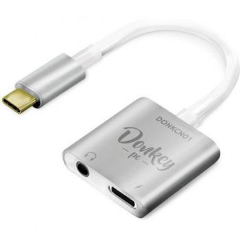 Adaptador USB-C a Jack 3.5mm Donkey Pc con Carga Rápida y Función 2 en 1, Compatible con Mac, Sony, Google, Samsung y HTC