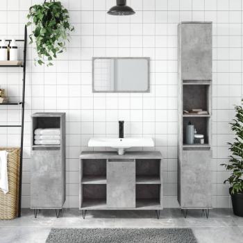 Mueble de baño de madera de ingeniería gris hormigón 80x33x60 cm