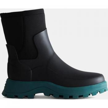 Hunter Women's City Explorer Short Rubber Mid Calf Boots - Black Teal Tempo