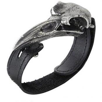 Alquimia gótico Rabeschadel Raven calavera pulsera de cuero