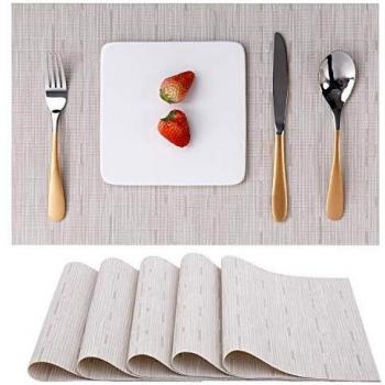 Myir JUN Salvamanteles Individuales Juego de 6, Lavables Manteles Individuales Plásticos de Vinil de Esteras, Resistentes al Calor Antideslizante Fácil de Limpiar y Impermeable 30x45cm